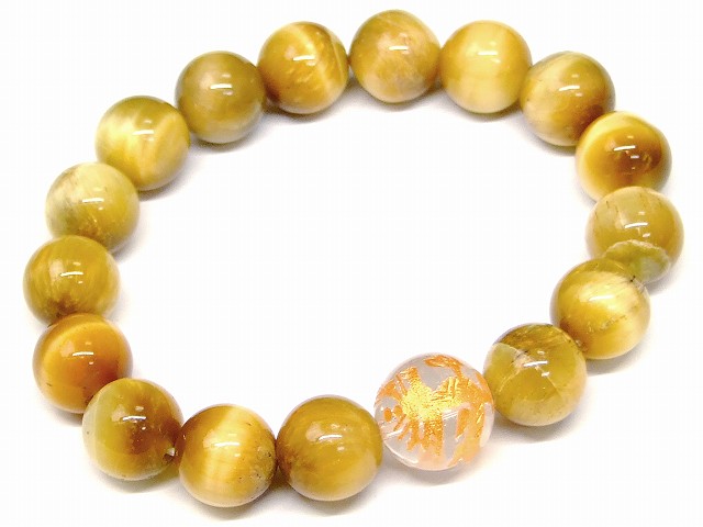 樂天商城 - 67496C　　今月の半額 わけあり 12mm ホワイトタイガーアイ 14mm 水晶 龍 金彫り ブレスレット 内径調節可 ゴールド ゴールデン 虎目石 ポーチ付き 送料無料 天然石 パワーストーン