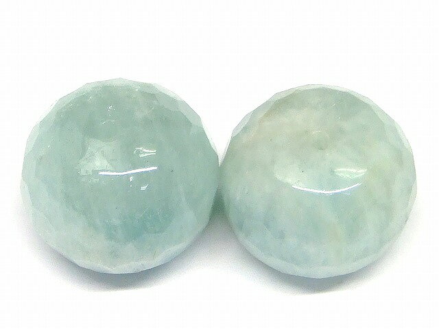 69165　　今月の半額 わけあり アクアマリン 20mm×17mm〜19mm×16mm 2粒セット ボタンカット ソロバンカット 送料無料 ブラジル産 天然石 パワーストーン