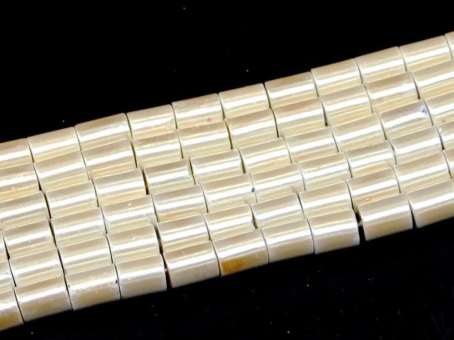 樂天商城 - H3-30D　　工場処分品特価 今月半額以下 わけあり ヘマタイト オフホワイト 磁気あり 8mm×6mm 磁有 1連80cm 通し針、解説書、1mゴム付き 送料無料 イギリス産 天然石 パワーストーン