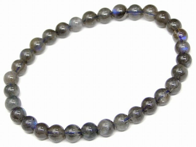 樂天商城 - 68756　　ラブラドライト 6mm A ブレスレット 内径16cm 曹長灰 ポーチ付き 鑑別済 本物保証 送料無料 天然石 パワーストーン