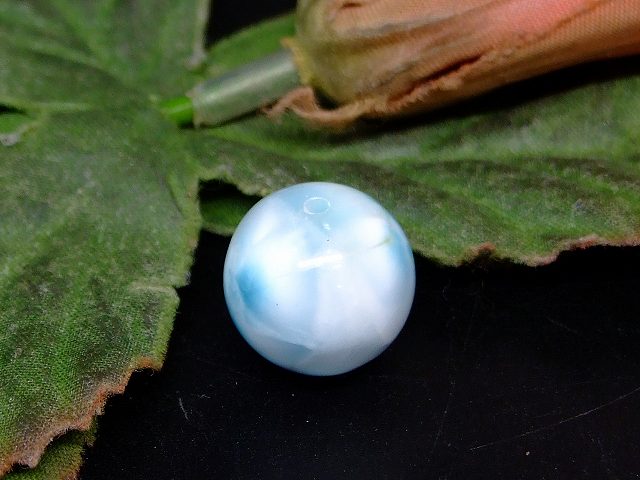 68489　　ラリマー 特級 14mm 1粒売り ドミニカ共和国産 鑑別済 本物保証 送料無料 天然石 パワーストーン 2