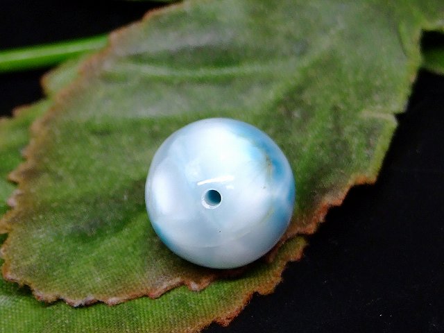 68489　　ラリマー 特級 14mm 1粒売り ドミニカ共和国産 鑑別済 本物保証 送料無料 天然石 パワーストーン 3