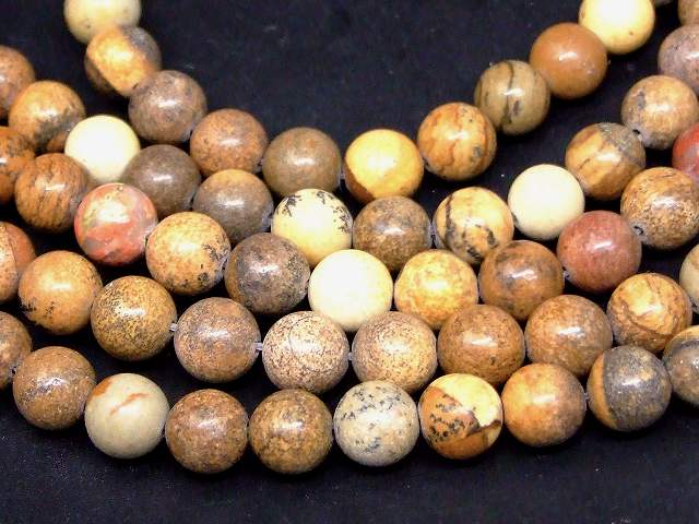 68560　　グレイニネス 木紋石 8mm 1連38cm 通し針、解説書、1mゴム付き 樹木 化石 送料無料 天然石 パワーストーン