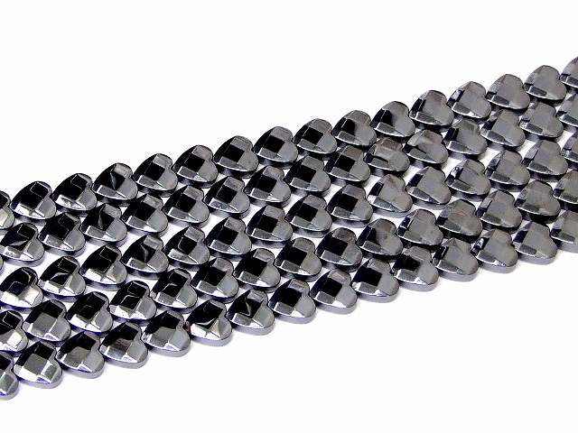 g3-836B　　ヘマタイト 8mm AA カット ハート 磁気なし 磁無 1連39cm 通し針、解説書、1mゴム付き ネコポス送料無料 イギリス産 天然石 パワーストーン