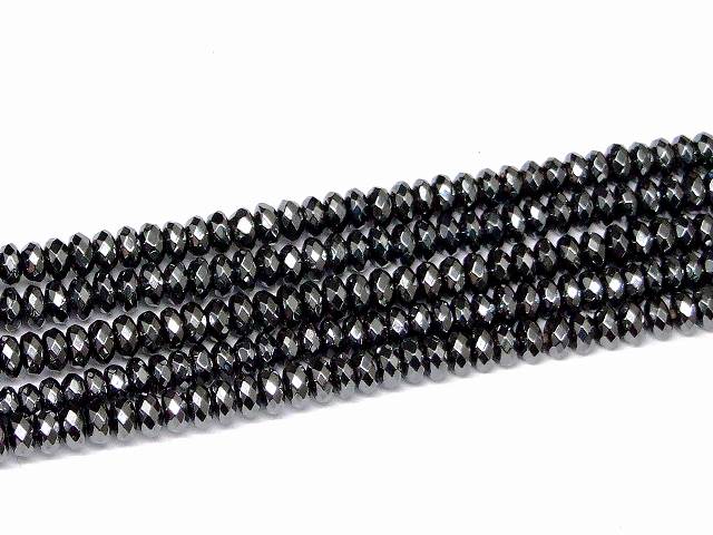 樂天商城 - g3-833F　　ヘマタイト 4mm×2mm AA 磁気なし 磁無 ボタンカット ソロバンカット 1連39cm 通し針、解説書、1mゴム付き ネコポス送料無料 イギリス産 天然石 パワーストーン