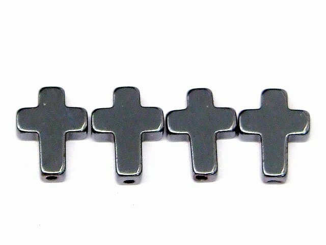 68577　　ヘマタイト 8mm×6mm 4粒セット 磁気なし 磁無 クロス 十字架 ネコポス送料無料 イギリス産 天然石 パワーストーン