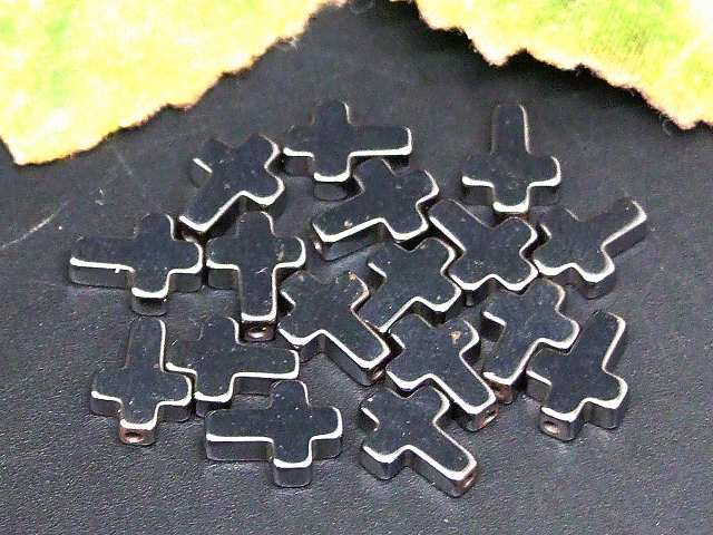 68577　　ヘマタイト 8mm×6mm 4粒セット 磁気なし 磁無 クロス 十字架 ネコポス送料無料 イギリス産 天然石 パワーストーン