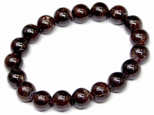 68644　　今月の半額 わけあり ガーネット 9mm〜10mm ブレスレット 内径調節可 ポーチ付き 送料無料 インド産 天然石 パワーストーン