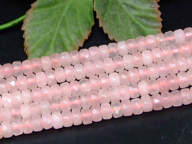 g3-78Q　　ローズクォーツ 紅水晶 7mm×4mm ボタンカット ソロバンカット 1連38cm 通し針、解説書、1mゴム付き 送料無料 天然石 パワーストーン