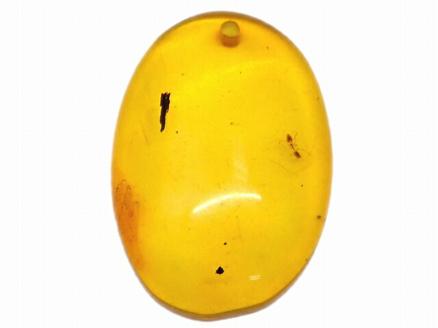 67677　　虫入り アンバー 琥珀 26mm×18mm 1個売り ルース 裸石 穴あり ペンダントトップ 送料無料 メキシコ産 天然石 パワーストーン