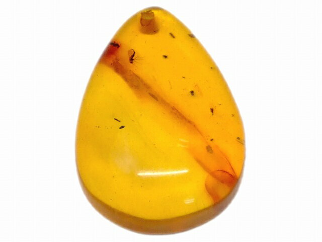 67689　　虫入り アンバー 琥珀 27mm×18mm 1個売り ルース 裸石 穴あり ペンダントトップ 送料無料 メキシコ産 天然石 パワーストーン