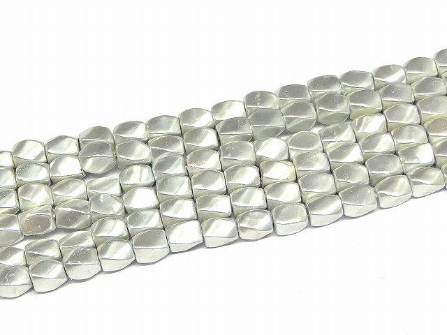 H3-12　　工場処分品特価 今月半額以下 わけあり ヘマタイト パールホワイト 磁気あり 8mm×6mm 磁有 1..