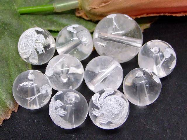 67774　　今月30％OFF わけあり 水晶 12mm〜16mm 10粒セット 玄武彫り 素彫り クリスタル クォーツ 送料無料 ブラジル産 天然石 パワーストーン