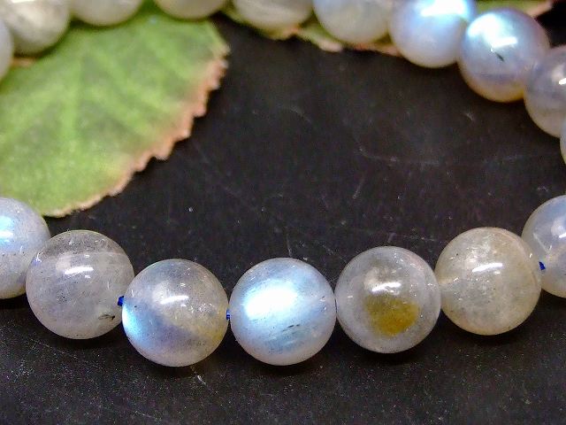 67786　　ラブラドライト 9mm〜10mm AAA+ ブレスレット 内径18cm 曹長灰 ポーチ付き 鑑別済 本物保証 送料無料 マダガスカル産 天然石 パワーストーン