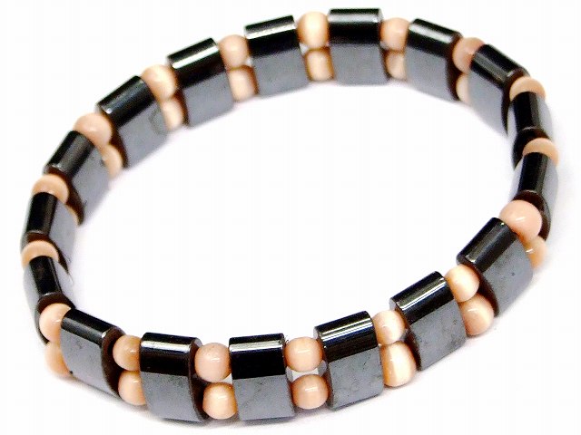 67792　　今月半額 わけあり ヘマタイト 磁気あり 磁有 キャッツアイ 10mm×6mm／4mm バングル 内径16cm ブレスレット 送料無料 イギリス産 天然石 パワーストーン