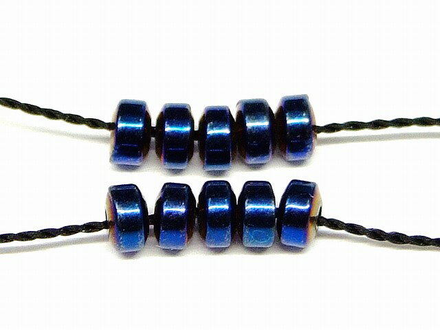 67816　　ヘマタイト ブルー アクアオーラ 3mm×2mm 1粒売り ソロバン 算盤 そろばん 磁気なし 磁無 ネ..