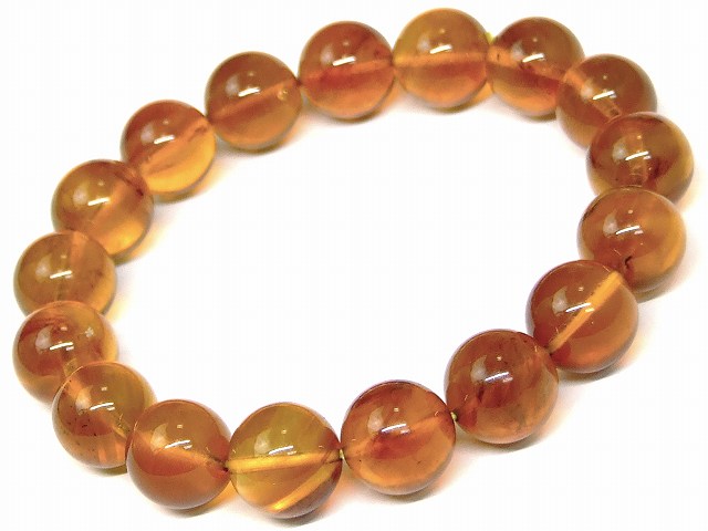 67822　　アンバー 琥珀 11mm〜12mm 5A ブレスレット 内径17cm ポーチ付き 鑑別済・本物保証 送料無料 メキシコ産 天然石 パワーストーン