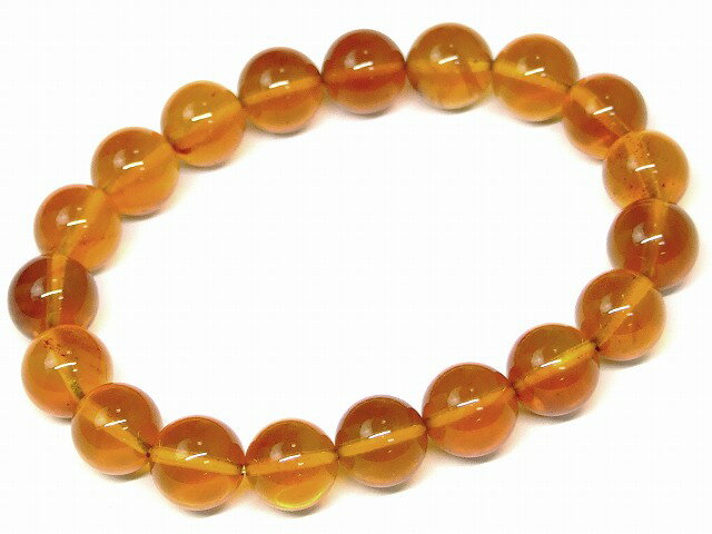 67825　　アンバー 琥珀 11mm 5A ブレスレット 内径17cm ポーチ付き 鑑別済・本物保証 送料無料 メキシコ産 天然石 パワーストーン