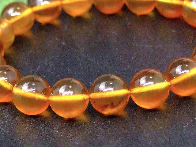 67825　　アンバー 琥珀 11mm 5A ブレスレット 内径17cm ポーチ付き 鑑別済・本物保証 送料無料 メキシコ産 天然石 パワーストーン