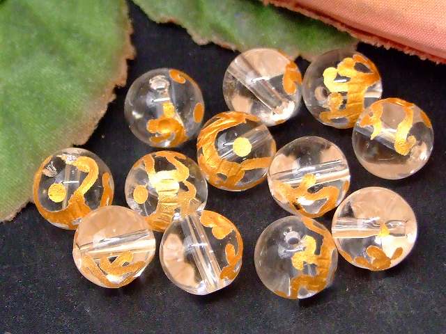 67807　　今月30％OFF わけあり 水晶 白虎彫り 金彫り 10mm 1粒売り 送料無料 天然石 パワーストーン