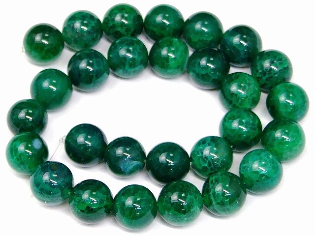 g3-960N　　緑龍紋瑪瑙 メノウ アゲート 14mm AA 1連38cm 通し針、解説書、1mゴム付き 送料無料 天然石..