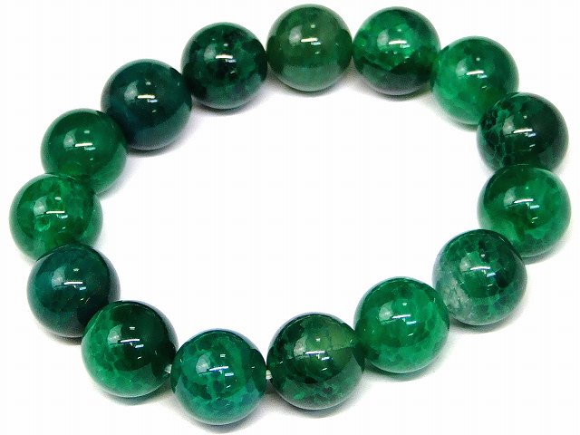 g3-960Q　　緑龍紋瑪瑙 メノウ アゲート 14mm AA ブレスレット 内径調節可 送料無料 天然石 パワースト..
