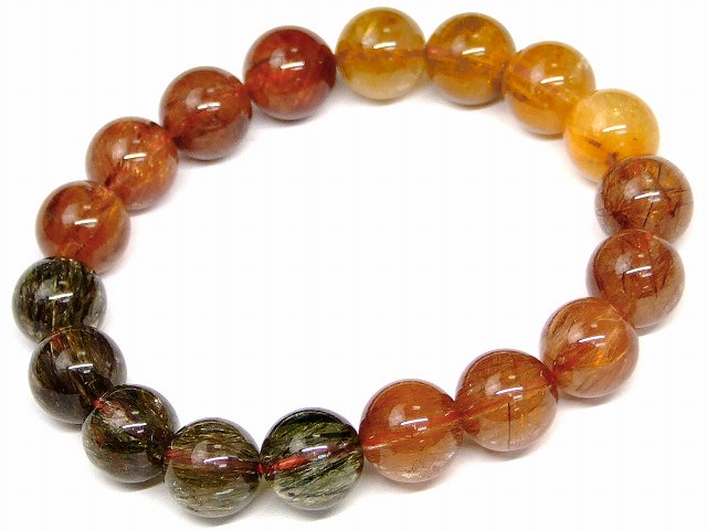 67830　　福禄寿ルチルクォーツ 11mm〜12mm 5A ブレスレット 内径18cm ミックスルチルクォーツ 送料無料 ブラジル産 天然石 パワーストーン