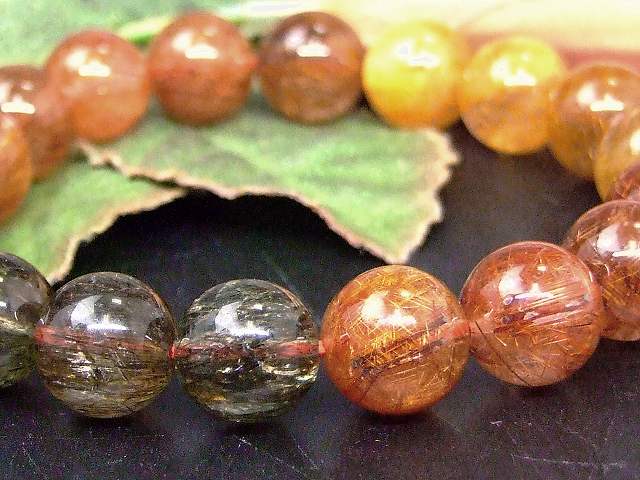 67830　　福禄寿ルチルクォーツ 11mm〜12mm 5A ブレスレット 内径18cm ミックスルチルクォーツ 送料無料 ブラジル産 天然石 パワーストーン