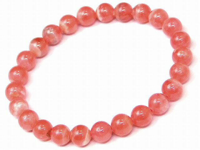 67860　　インカローズ 7mm〜8mm AAA+ ブレスレット 内径17cm 鑑別済・本物保証 ポーチ付き 送料無料 ..