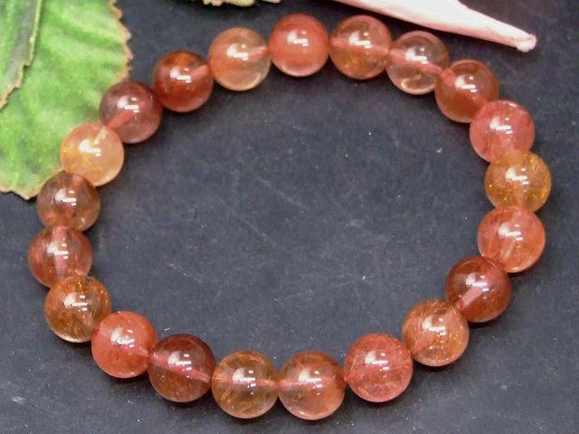 67869　　レッドブラウンルチルクォーツ 針水晶 9mm 5A ブレスレット 内径18cm ポーチ付き 送料無料 ブラジル産 天然石 パワーストーン