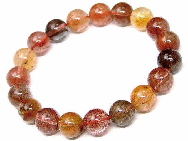 67875　　ミックスルチルクォーツ 針水晶 10mm ブレスレット 内径17cm ポーチ付き 送料無料 ブラジル産 天然石 パワーストーン