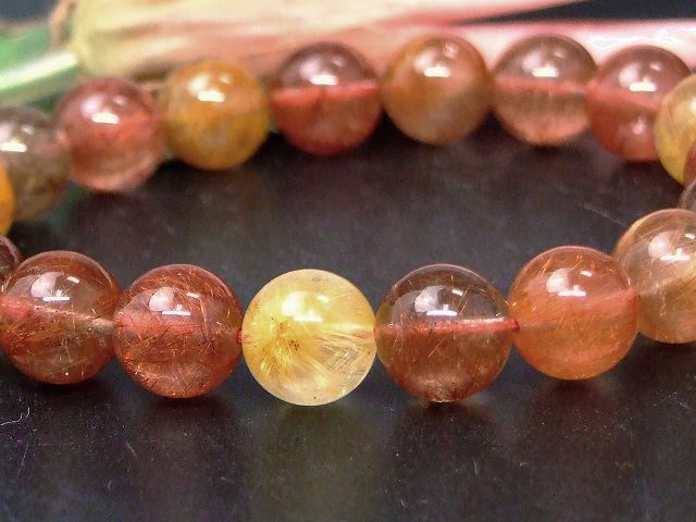 67875　　ミックスルチルクォーツ 針水晶 10mm ブレスレット 内径17cm ポーチ付き 送料無料 ブラジル産 天然石 パワーストーン