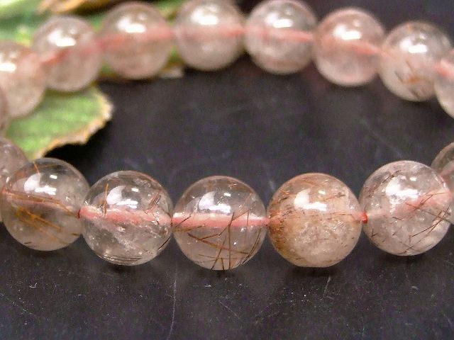 68101　　ルチルクォーツ 針水晶 11mm ブレスレット 内径18cm ポーチ付き 送料無料 ブラジル産 天然石 パワーストーン