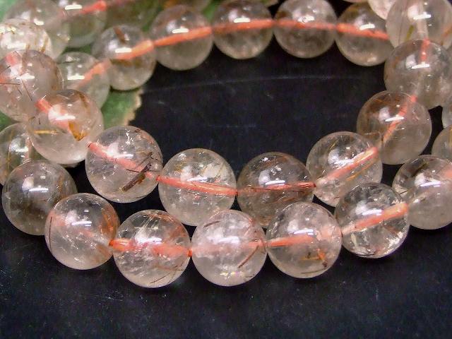 68135　　ルチルクォーツ 針水晶 11mm A+ ブレスレット 内径18cm ポーチ付き 送料無料 ブラジル産 天然石 パワーストーン