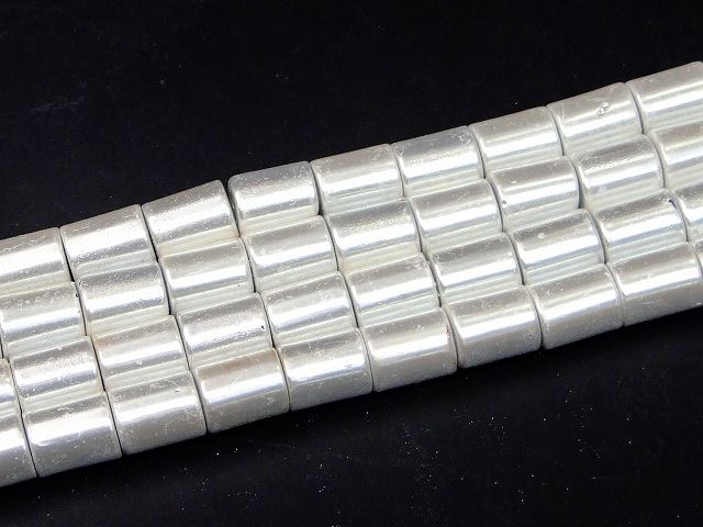 樂天商城 - H3-17F　　工場処分品特価 今月半額以下 わけあり 4本セット ヘマタイト ホワイト 白 磁気あり 8mm×6mm 磁有 1連80cm 通し針、解説書、1mゴム付き 送料無料 イギリス産 天然石 パワーストーン