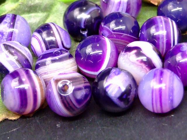68481　　今月の半額 わけあり 紫縞瑪瑙 メノウ アゲート 12mm 1粒売り ネコポス送料無料 天然石 パワーストーン