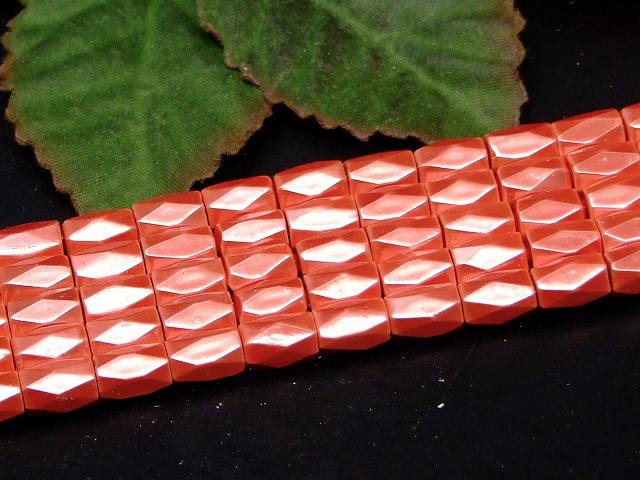 H3-19W　　工場処分品特価 今月半額以下 わけあり ヘマタイト コーラルレッド 磁気あり 8mm×5mm カット 磁有 1連40cm 通し針、解説書、1mゴム付き 送料無料 イギリス産 天然石 パワーストーン