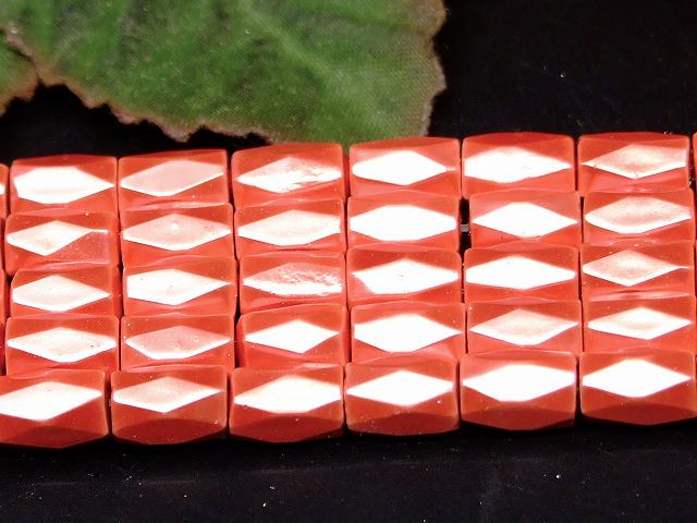 H3-19W　　工場処分品特価 今月半額以下 わけあり ヘマタイト コーラルレッド 磁気あり 8mm×5mm カット 磁有 1連40cm 通し針、解説書、1mゴム付き 送料無料 イギリス産 天然石 パワーストーン