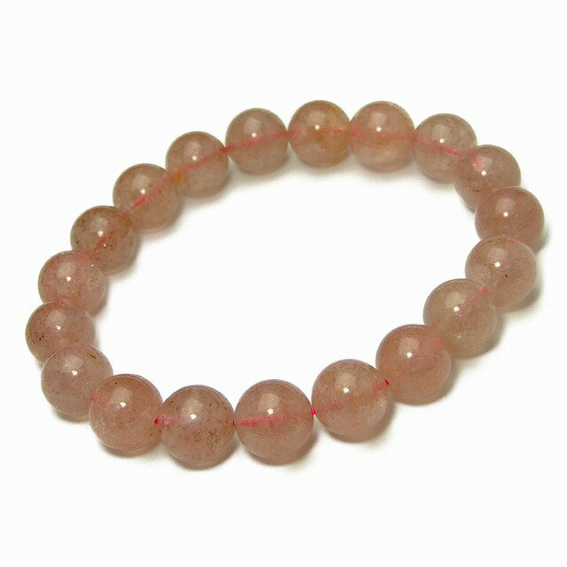 53098　　10mm AA ストロベリークォーツ 苺水晶 ブレスレット 内径18cm ポーチ付き 送料無料 ブラジル..