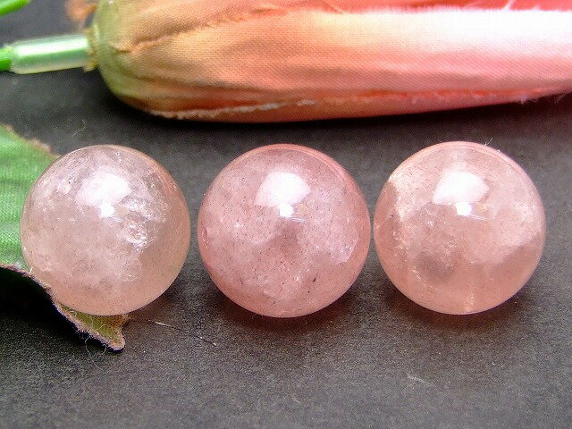 Genuine, Semi-Precious Stones - g3-658E　　 1粒売り 16mm AA ストロベリークォーツ 苺水晶 ネコポス送料無料 ブラジル産 天然石 パワーストーン
