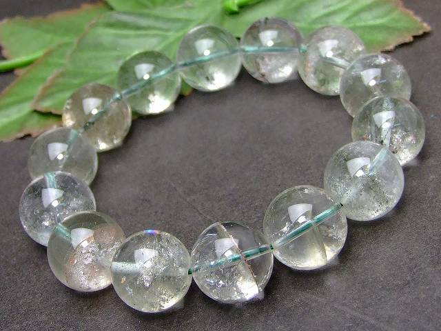 Genuine, Semi-Precious Stones - g3-2166K 　15mm〜16mm A ガーデンクォーツ 水晶 ブレスレット 内径18cm ポーチ付き 鑑別済 本物保証 ブラジル産 送料無料 天然石 パワーストーン