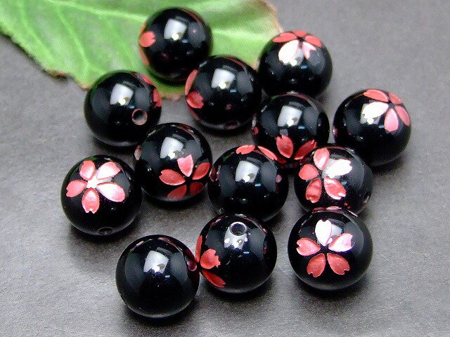 53487　　わけあり 12mm 1粒売り 桜彫り ピンク箔 オニキス ネコポス送料無料 ブラジル産 天然石 パワーストーン