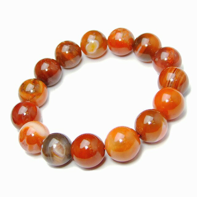 g3-2174M　　15mm AA ナンホンメノウ ナンホーンアゲート 南紅瑪瑙 ブレスレット 内径19cm ポーチ付き 送料無料有 中国産 天然石 パワーストーン