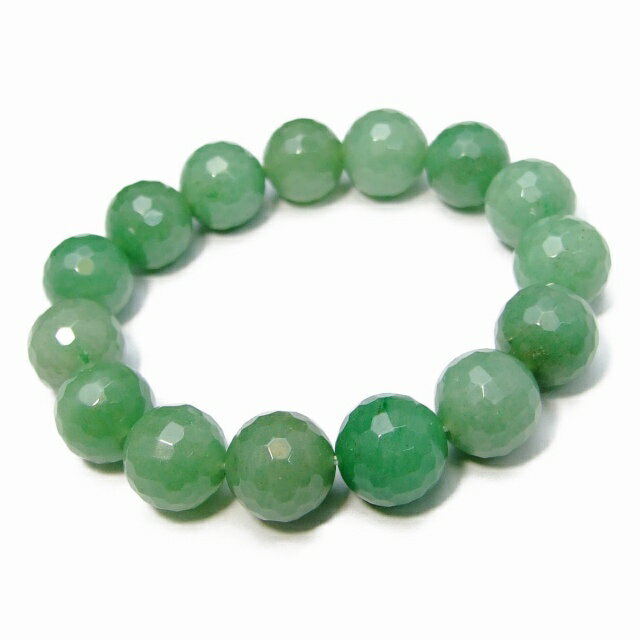 Genuine, Semi-Precious Stones - g3-3H　　14mm AA アベンチュリン カット ブレスレット 内径調整可能 ポーチ付き 送料無料 インド産 天然石 パワーストーン