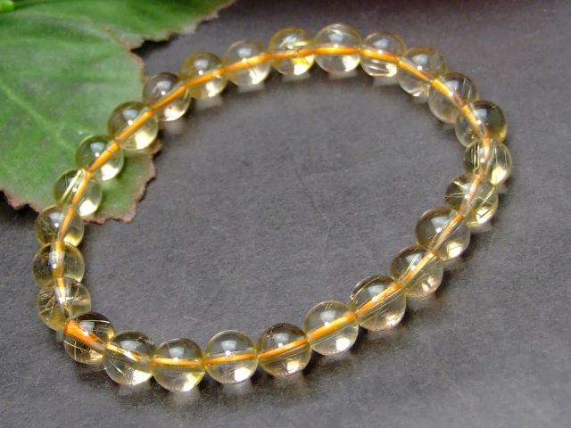 Genuine, Semi-Precious Stones - g3-1521Q 7mm AA+ タイチンルチルクォーツ 針水晶 ブレスレット 内径選択可能 ポーチ付き 送料無料 天然石 パワーストーン