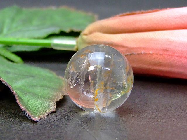 56919　　鉱物入り ルチルクォーツ 19mm A 1粒売り 送料無料 ブラジル産 天然石 パワーストーン