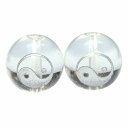 g3-2417M 水晶 12mm 太極図 陰陽 1粒売り 銀彫り 銀箔 クリスタル クォーツ ネコポス送料無料 ブラジル産 天然石 パワーストーン
