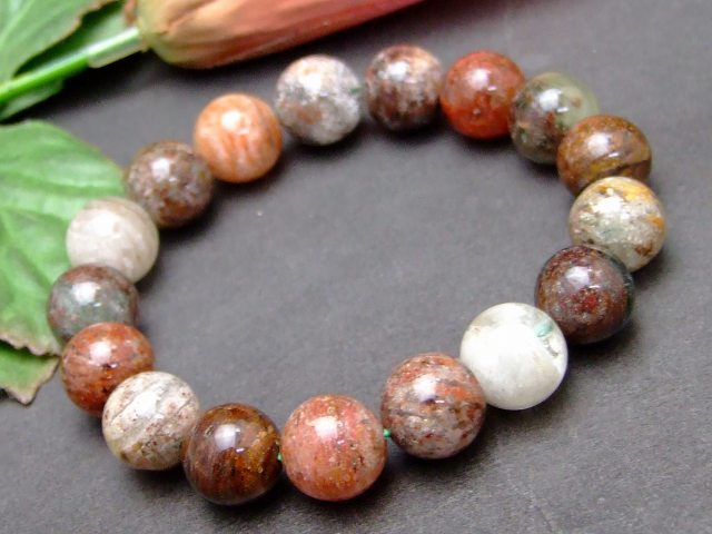 57599　　12mm ガーデン 水晶 ガーデンクォーツ ブレスレット 内径17.5cm 鑑別済・本物保証 ポーチ付き 送料無料 天然石 パワーストーン