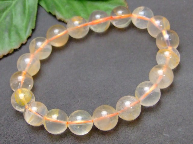 g3-3011R　　10mm 特級 ライモナイト リモナイトインクォーツ オーロラクォーツ 褐鉄鉱 ブレスレット 内径18cm ポーチ付き 送料無料 天然石 パワーストーン