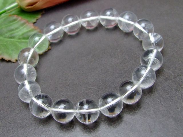 Genuine, Semi-Precious Stones - 58305　　ファントムクォーツ 11.5mm ブレスレット 内径18cm 水晶 クリスタル ポーチ付き 送料無料 ブラジル産 天然石 パワーストーン